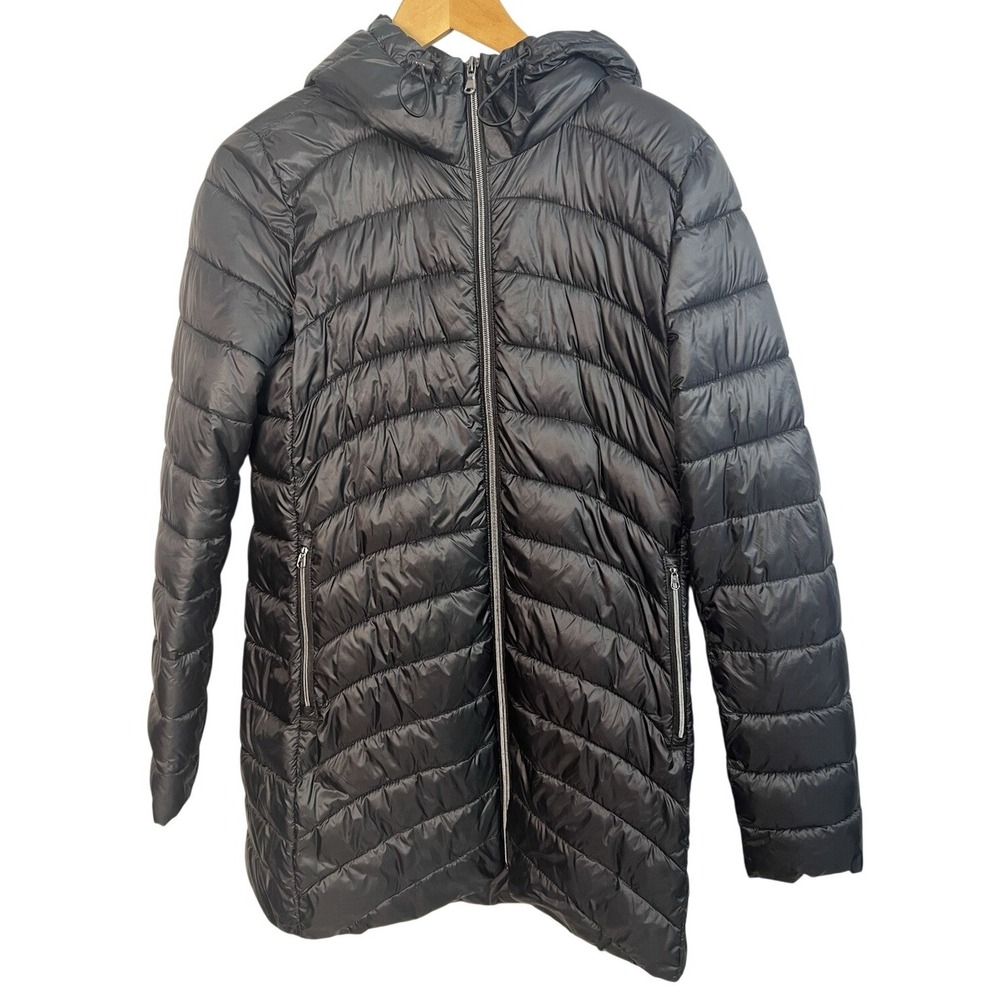 GAP Long Puffer Hooded Lightweight Coat Parka Black Jacket Size Small